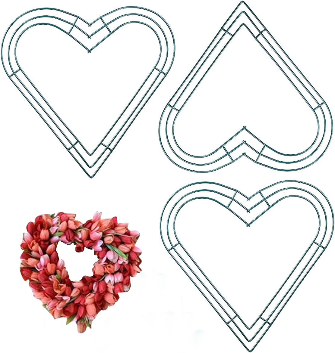 Wreath Form Wire - 3 pezzi Premium Metal Heart Form